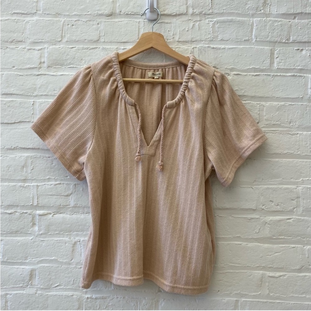Madewell || Pointelle Tie-Neck Top Blush Pink Small